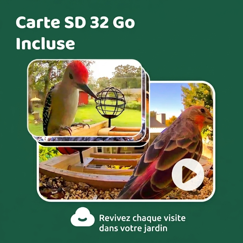 Mangeoire Caméra 2K SD 32 Go Incluse
